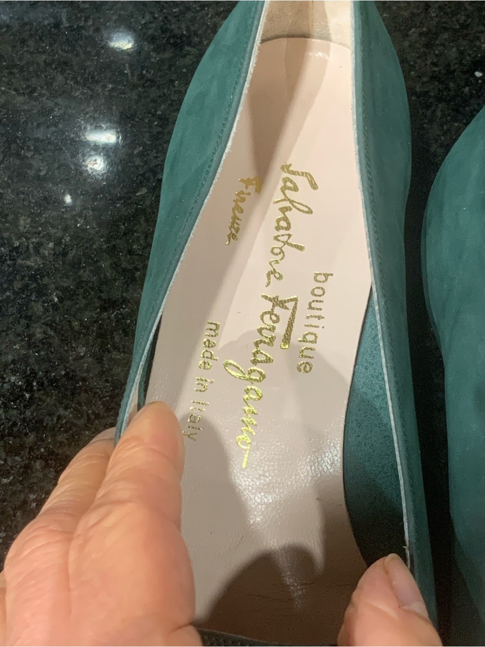 Salvatore Ferragamo Women’s Size 7 B Suede Flat .5” Heel Deep Green Satin Bow - Picture 6 of 15